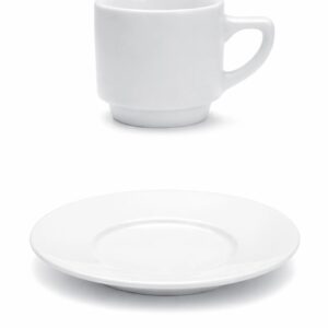 Tazas de café con plato